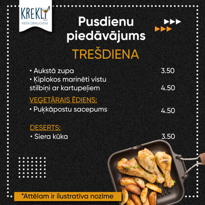 Komplekso pusdienu piedāvājuma reklāma