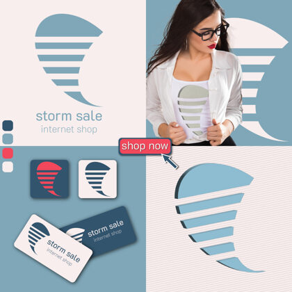 Logo dizains, Storm Sale, mockup, branding