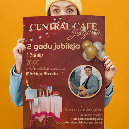 Freibi Media - Central Cafe jubilejas plakāts